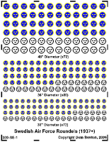 1/300 Swedish Air Force Roundels (1937+)