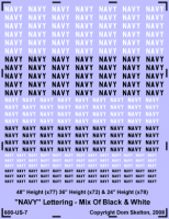 1/600 NAVY Lettering (50/50 Black & White)